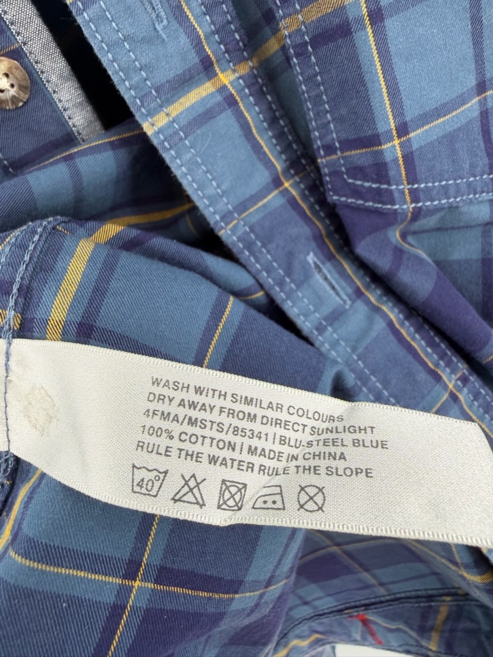 Fatface 100% Cotton Casual Button Down Shirt Blue Yellow Plaid Small - Picture 5 of 5